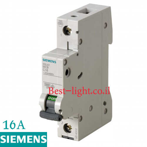 מפסק חצי אוטומט חד פאזי SIEMENS 16A דגם C16